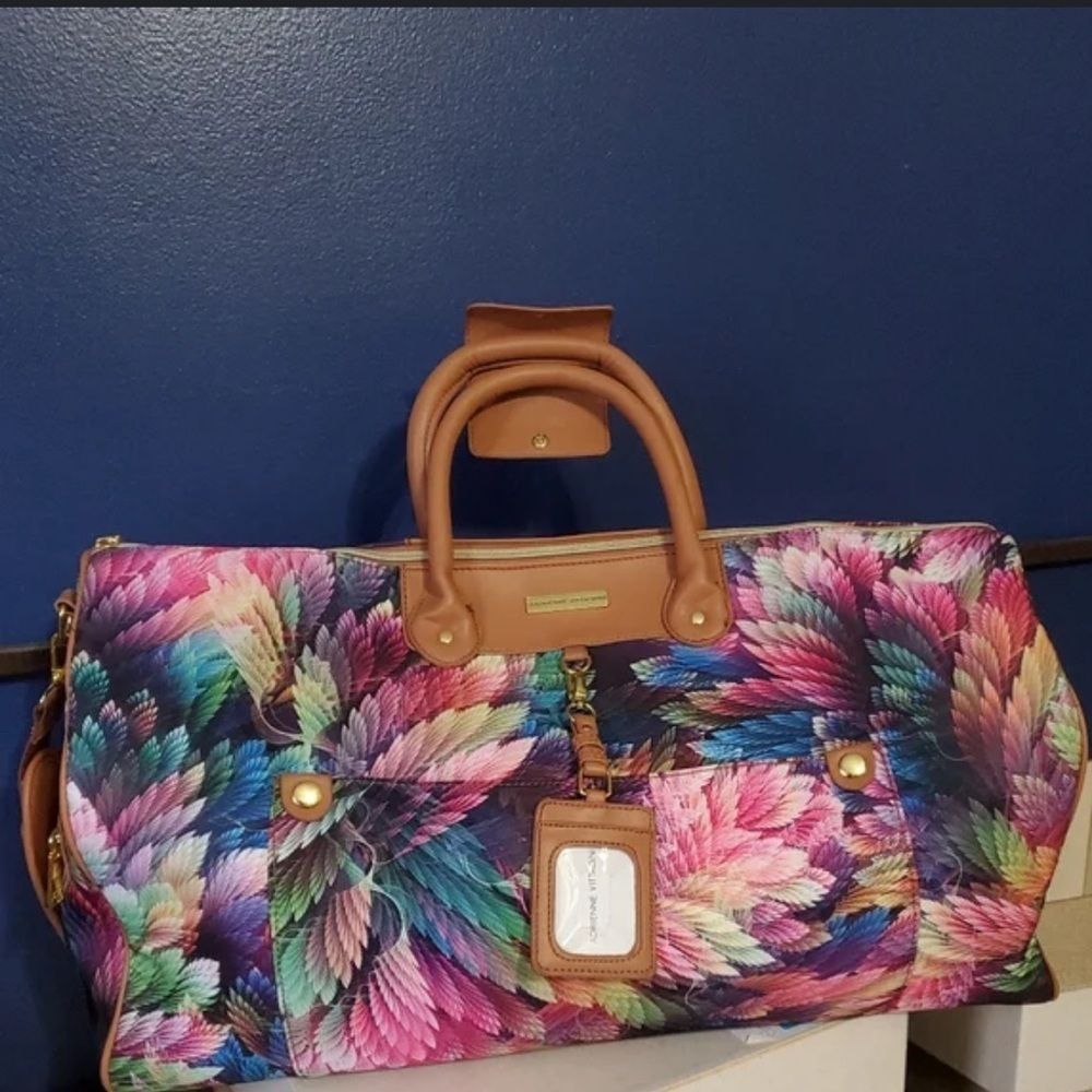 Adrienne Vittadini Pink and Brown Tote with Structured Design